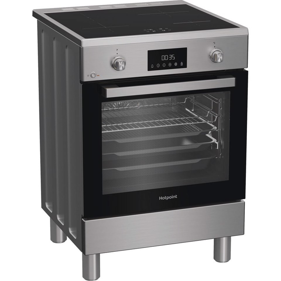 Hotpoint Ariston H6I8LMSAX cucina libera installazione inox, 60x60cm, piano induzione,forno elettrico ventilato, 73Lt, classe A
