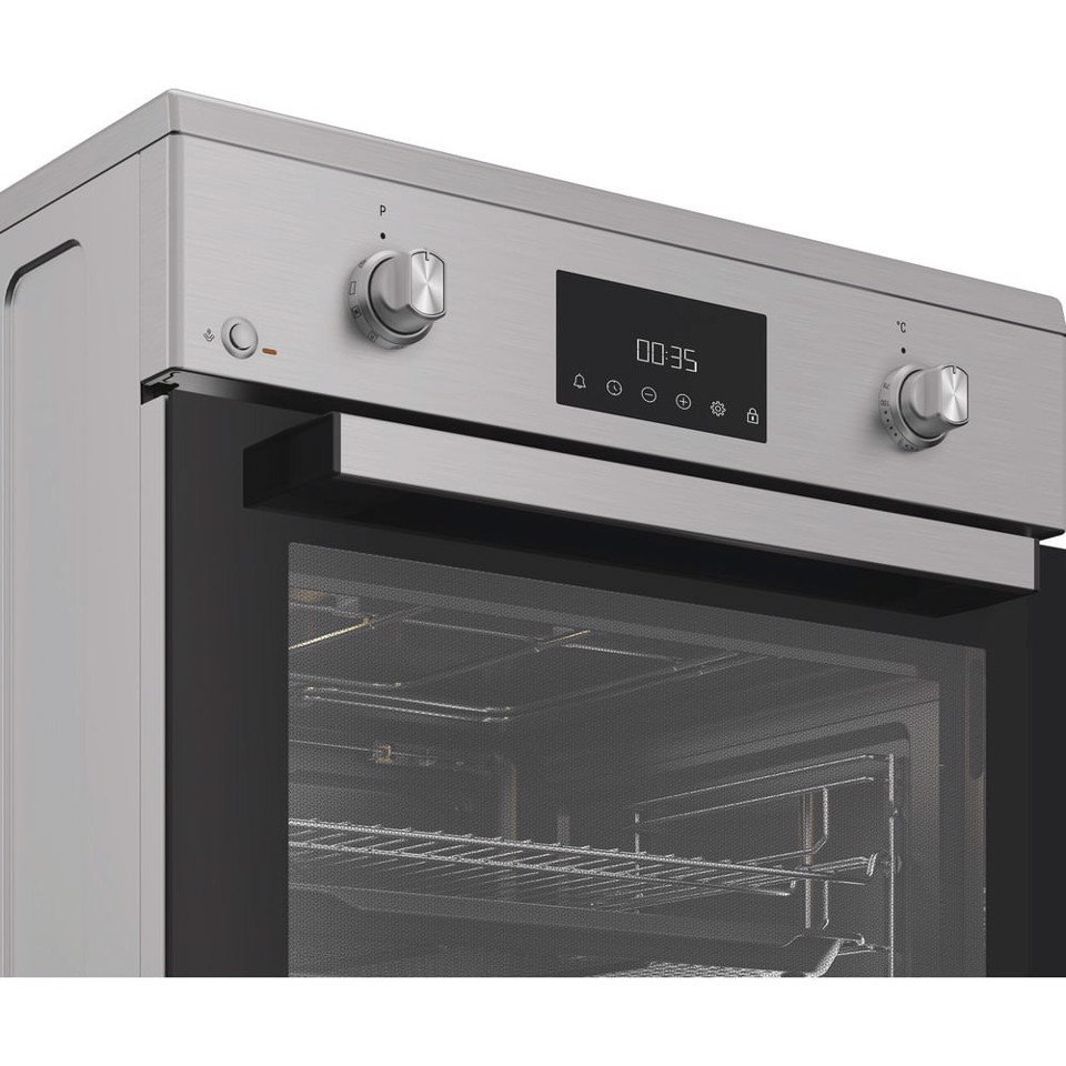 Hotpoint Ariston H6I8LMSAX cucina libera installazione inox, 60x60cm, piano induzione,forno elettrico ventilato, 73Lt, classe A