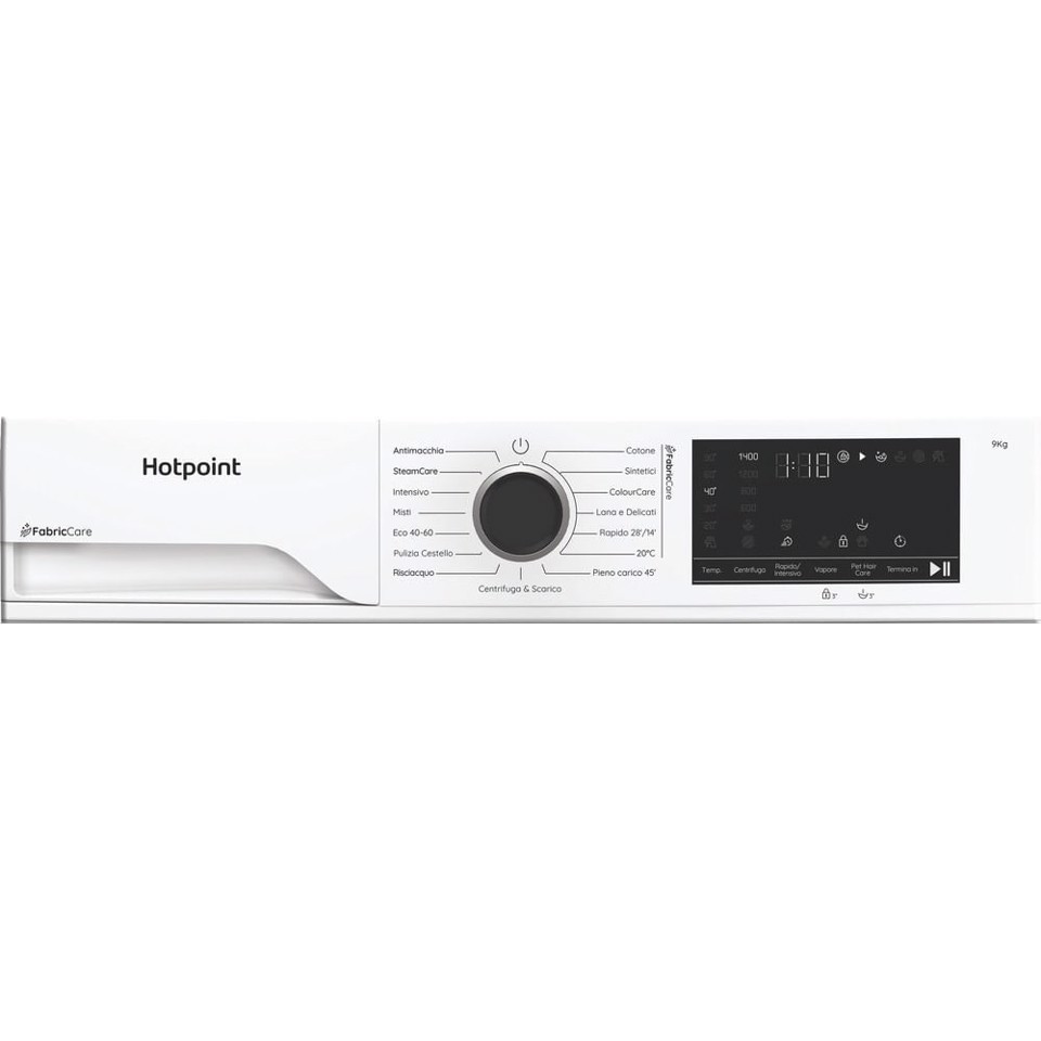 Hotpoint Ariston HB 93 CARE IT, Capacità 9kg, classe A -30%, Motore Inverter, 1400 giri, Display digitale XL, Vapore