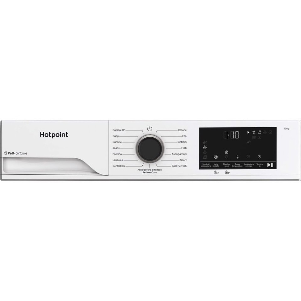 Hotpoint Ariston HPT 103D BS IT, Capacità 10kg, classe D, colore White, EasyIron, PetHair Removal | Profondità mobile 54cm