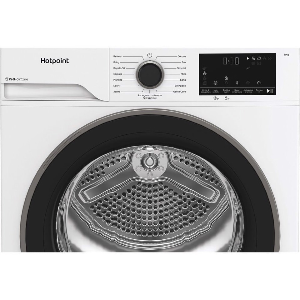 Hotpoint Ariston HPT 113D BS IT, Capacità 11kg, classe D, EasyIron, PetHair Removal | Profondità mobile 60cm