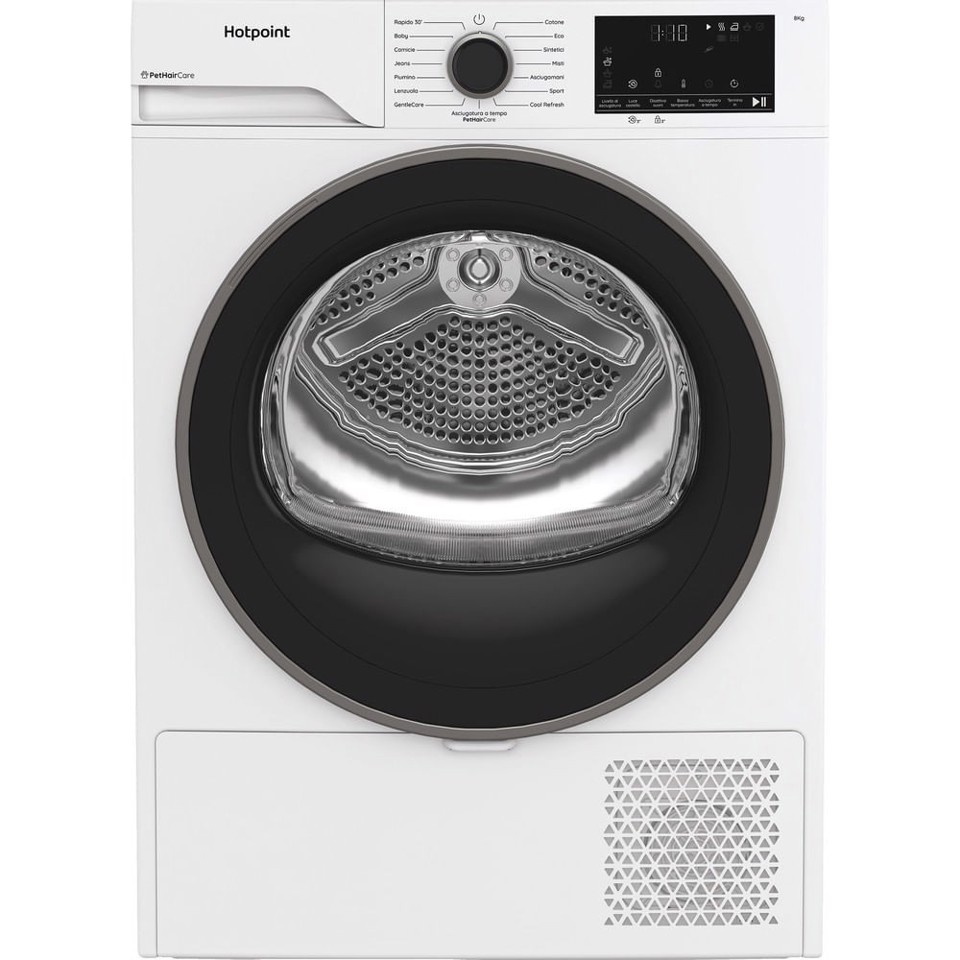 Hotpoint Ariston HPT 83D BS IT, Capacità 8kg, classe D, EasyIron, PetHair Removal | Profondità mobile 54cm