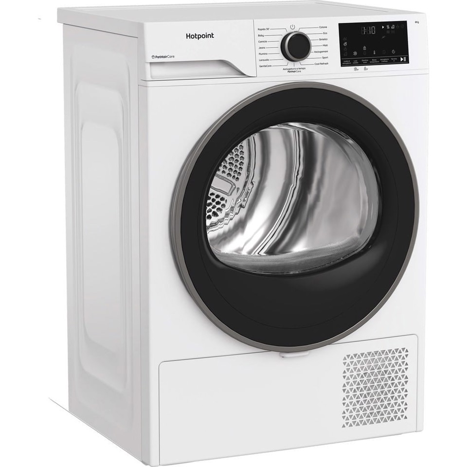 Hotpoint Ariston HPT 83D BS IT, Capacità 8kg, classe D, EasyIron, PetHair Removal | Profondità mobile 54cm