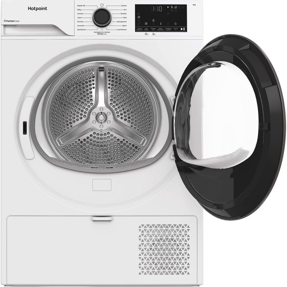 Hotpoint Ariston HPT 83D BS IT, Capacità 8kg, classe D, EasyIron, PetHair Removal | Profondità mobile 54cm