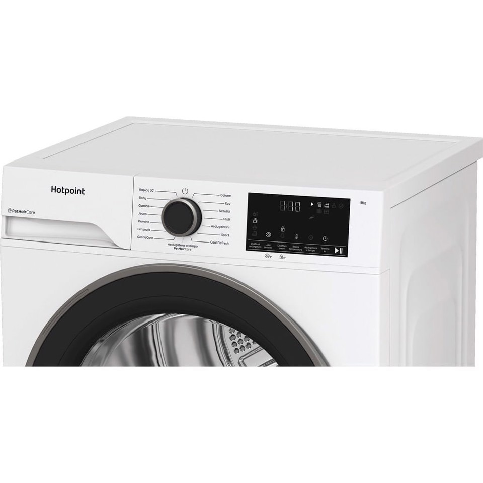 Hotpoint Ariston HPT 83D BS IT, Capacità 8kg, classe D, EasyIron, PetHair Removal | Profondità mobile 54cm