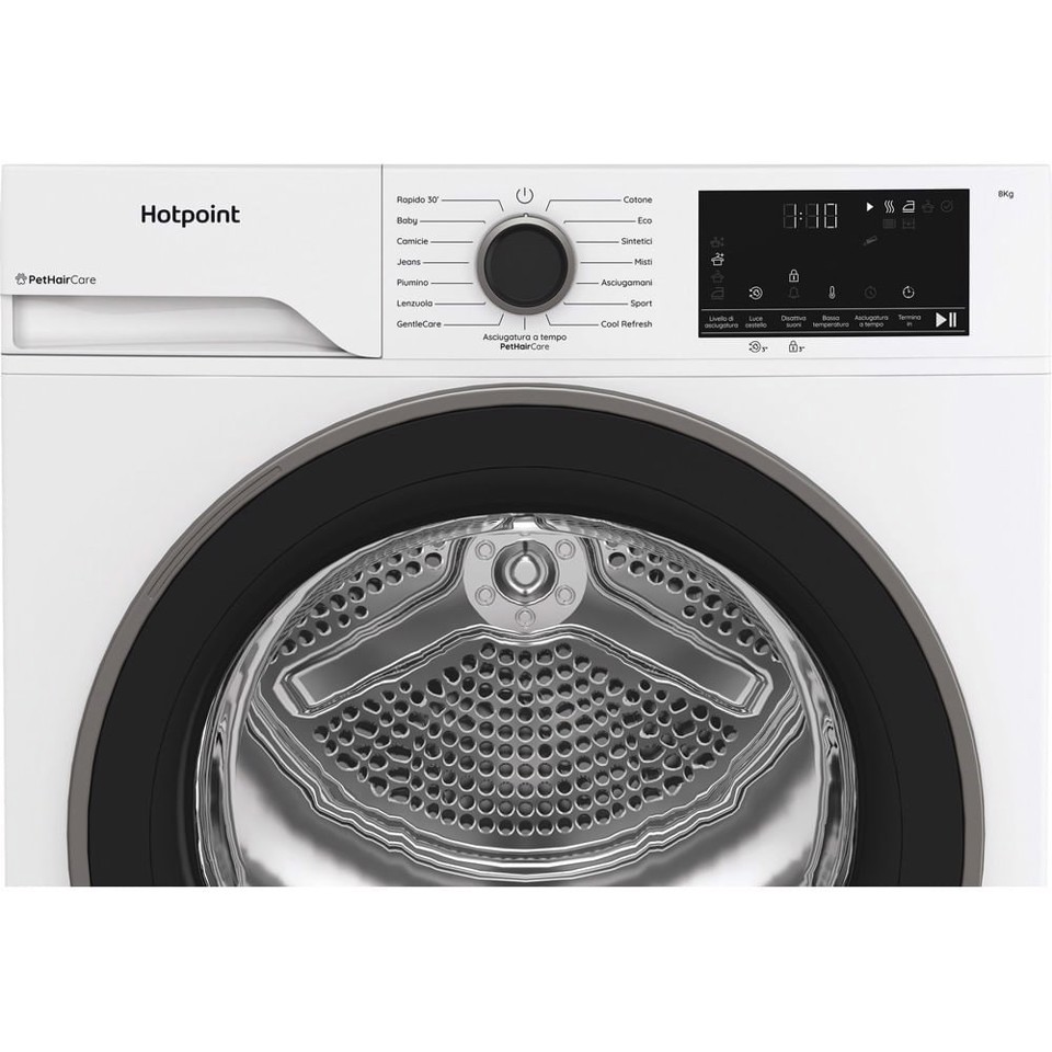 Hotpoint Ariston HPT 83D BS IT, Capacità 8kg, classe D, EasyIron, PetHair Removal | Profondità mobile 54cm