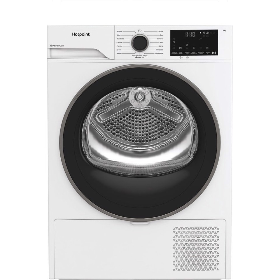Hotpoint Ariston HPT 84D BS IT, Capacità 8kg, classe C, EasyIron, PetHair Removal | Profondità mobile 54cm