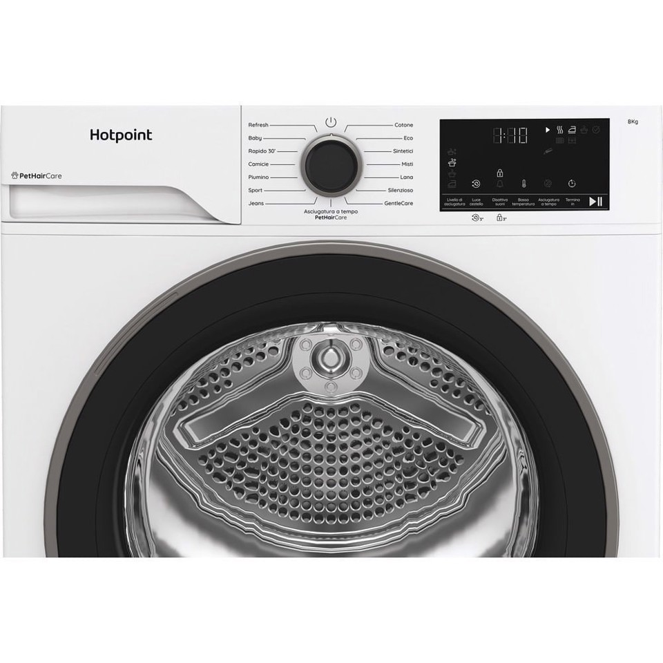 Hotpoint Ariston HPT 84D BS IT, Capacità 8kg, classe C, EasyIron, PetHair Removal | Profondità mobile 54cm