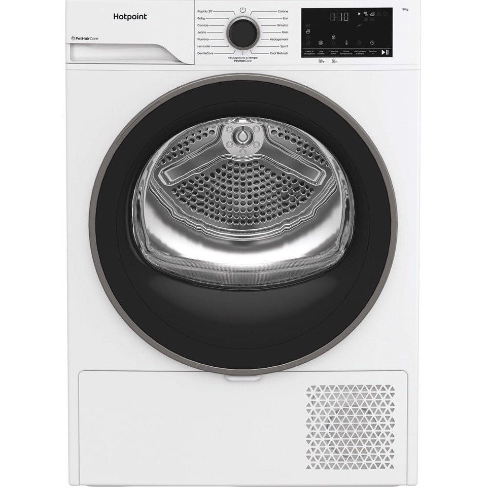 Hotpoint Ariston HPT 93D BS IT, Capacità 9kg, classe D, EasyIron, Slim, PetHair Removal | Profondità mobile 46 cm