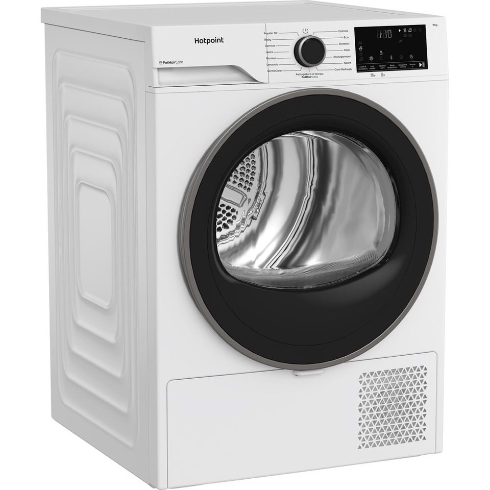 Hotpoint Ariston HPT 93D BS IT, Capacità 9kg, classe D, EasyIron, Slim, PetHair Removal | Profondità mobile 46 cm