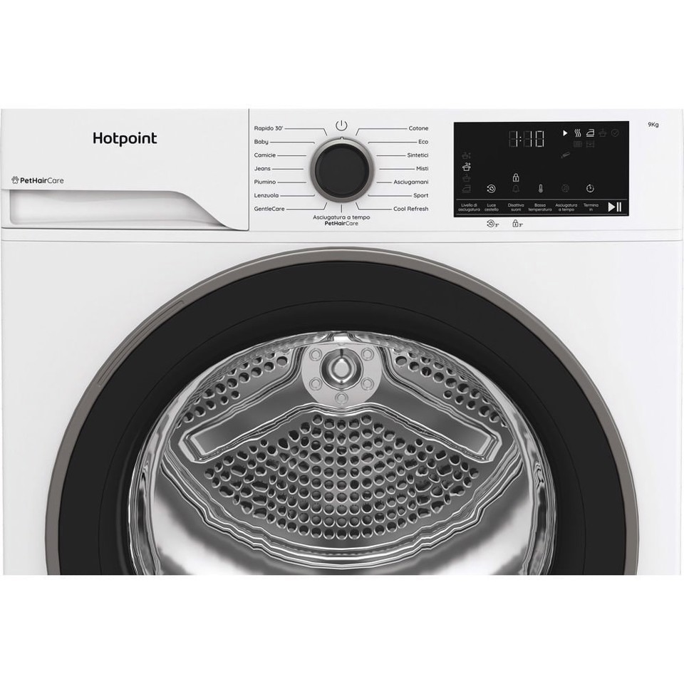 Hotpoint Ariston HPT 93D BS IT, Capacità 9kg, classe D, EasyIron, Slim, PetHair Removal | Profondità mobile 46 cm