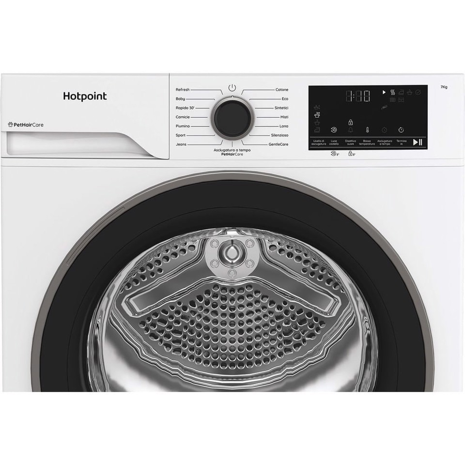 Hotpoint Ariston HPTS 74D BS IT, Capacità 7kg, classe C, EasyIron, Slim, PetHair Removal
