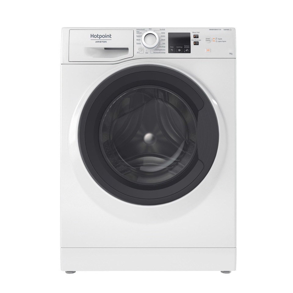 Hotpoint Ariston NF98WK IT STD 9kg, Classe A-20%, Bianco, Motore Inverter 1400 giri, Display digitale, Vapore, Porta nera