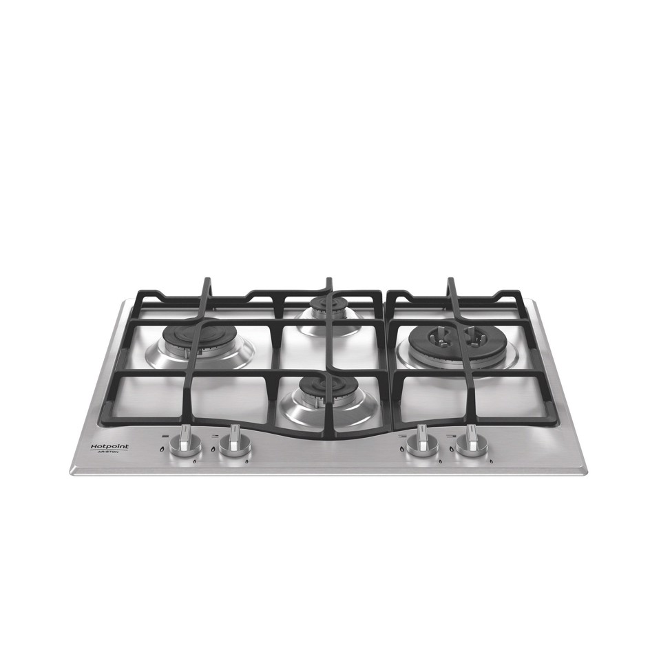 Hotpoint Ariston PCN R641N T/IX/HA Piano cottura 60 cm, griglie in ghisa lavabili in lavastoviglie, 4 fuochi di cui 1 tripla corona