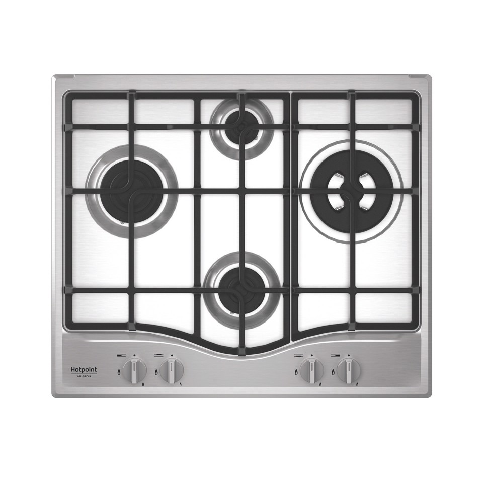 Hotpoint Ariston PCN R641N T/IX/HA Piano cottura 60 cm, griglie in ghisa lavabili in lavastoviglie, 4 fuochi di cui 1 tripla corona