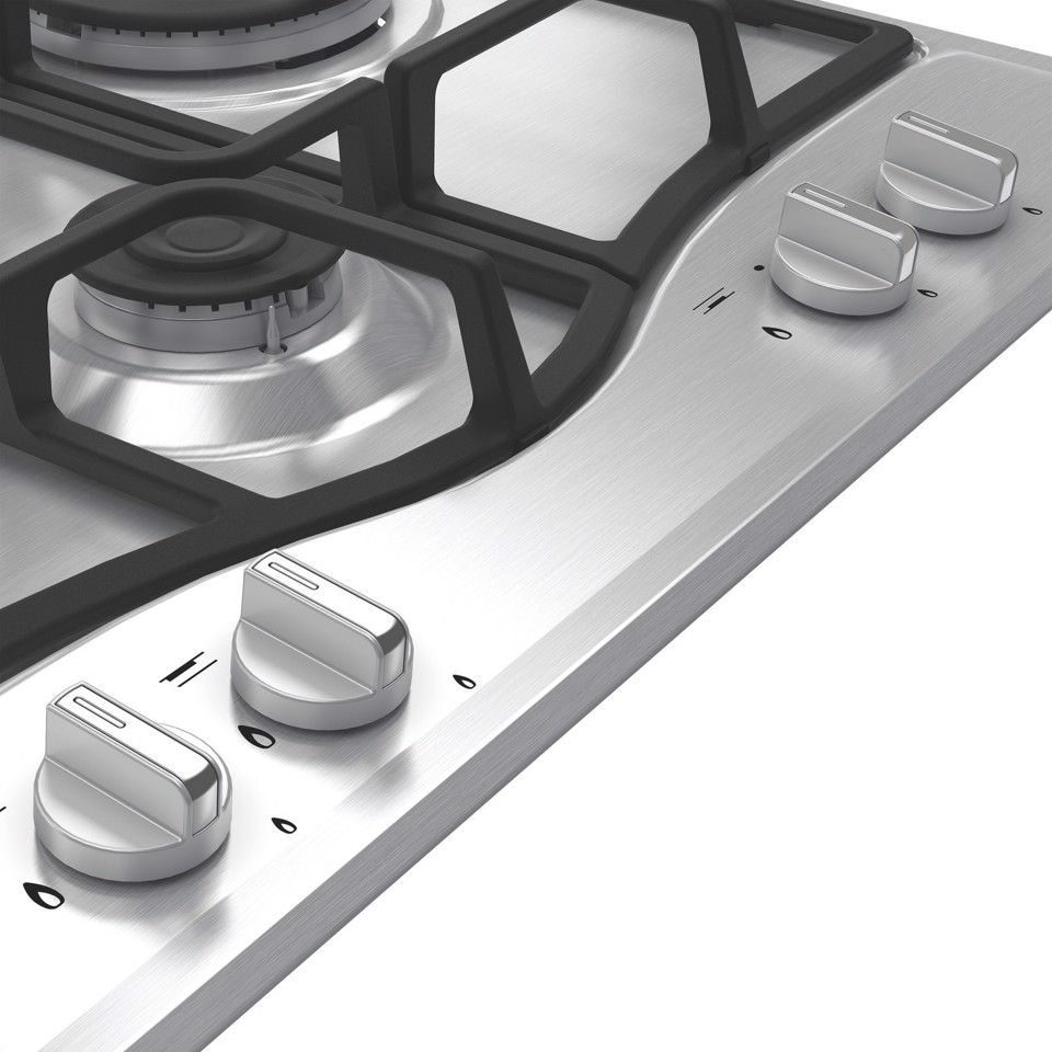 Hotpoint Ariston PCN R641N T/IX/HA Piano cottura 60 cm, griglie in ghisa lavabili in lavastoviglie, 4 fuochi di cui 1 tripla corona