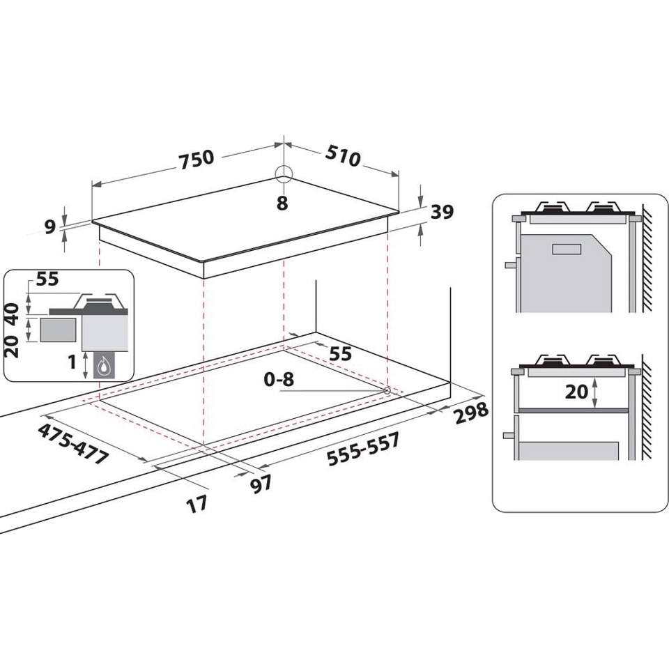 Hotpoint Ariston Piano cottura a gas PCN R753N T/IX/HA