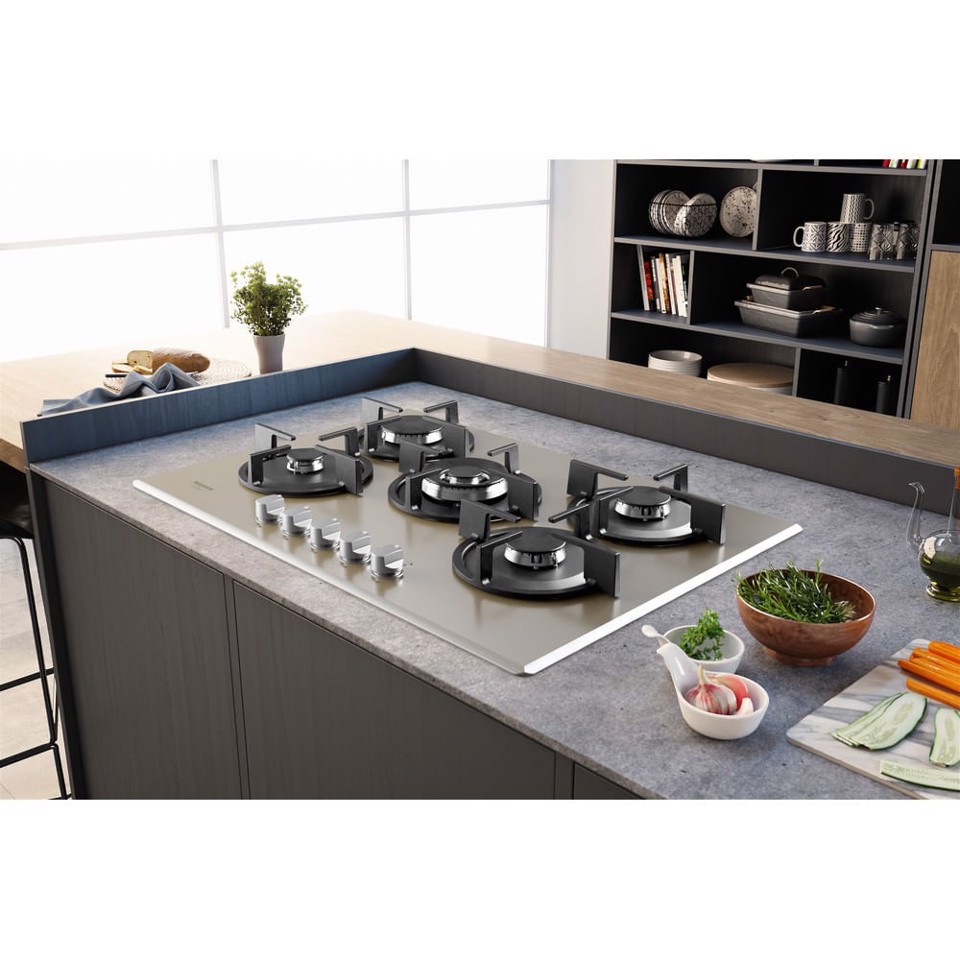 Hotpoint HAGD 72S/CH Champagne Da incasso 73 cm Gas 5 Fornello(i)