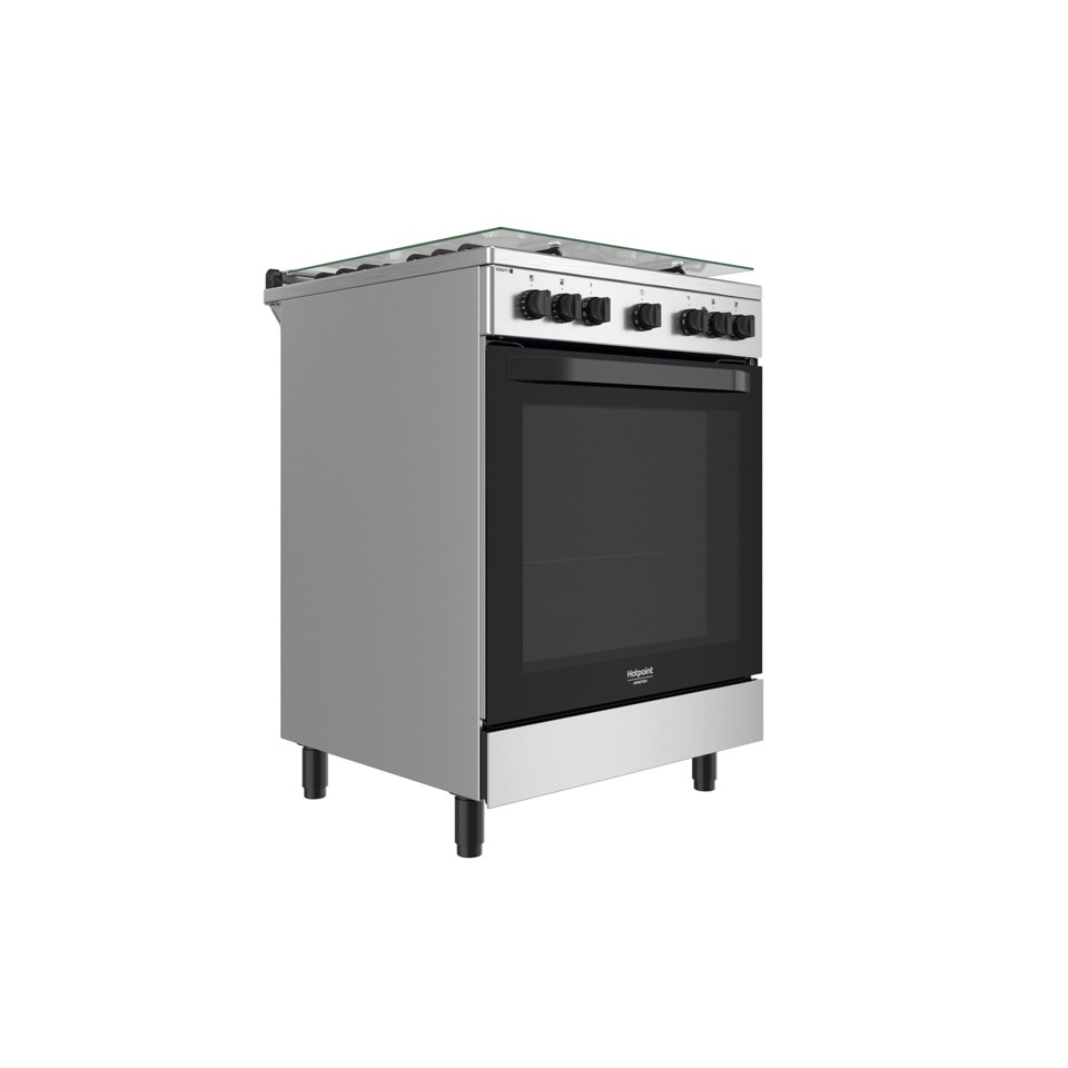 Hotpoint HS68G5PHX/E/1 Cucina Elettrico Gas Nero, Acciaio inossidabile A
