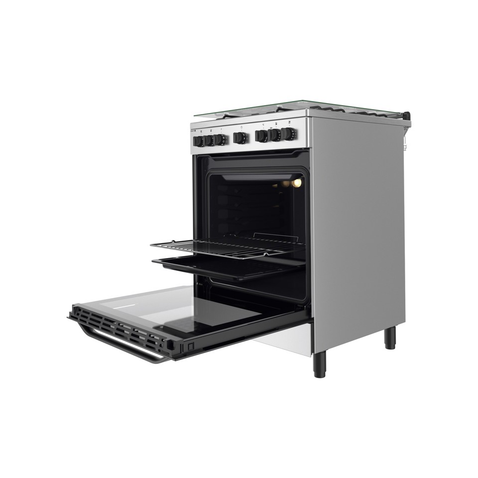 Hotpoint HS68G5PHX/E/1 Cucina Elettrico Gas Nero, Acciaio inossidabile A