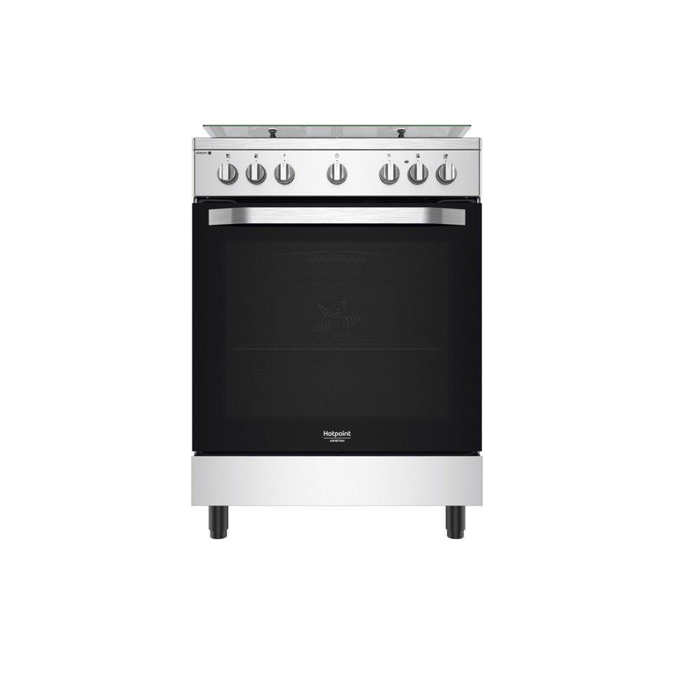 Hotpoint HS68G8PHX/E/1 Cucina Elettrico Gas Nero, Acciaio inossidabile A