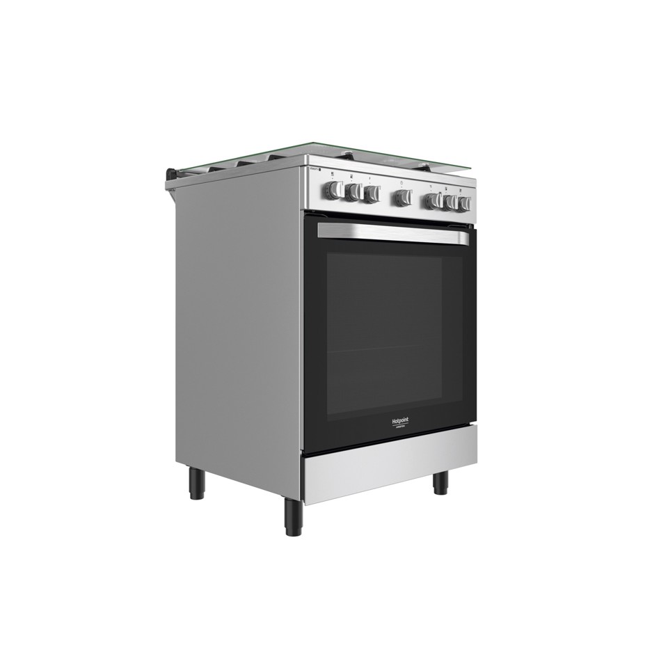 Hotpoint HS68G8PHX/E/1 Cucina Elettrico Gas Nero, Acciaio inossidabile A