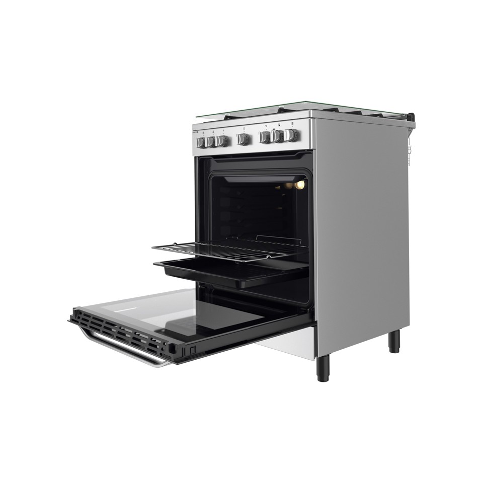 Hotpoint HS68G8PHX/E/1 Cucina Elettrico Gas Nero, Acciaio inossidabile A