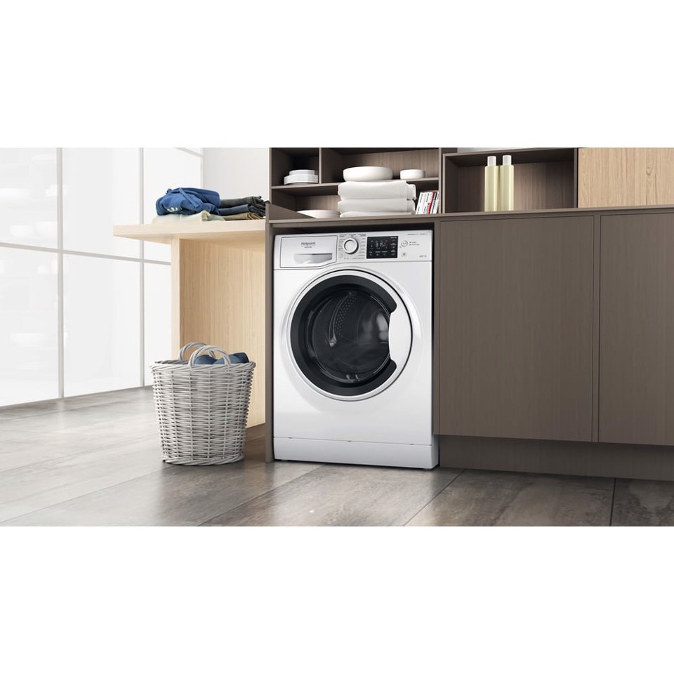 Hotpoint NDB 10736 WA IT lavasciuga Libera installazione Caricamento frontale Bianco D