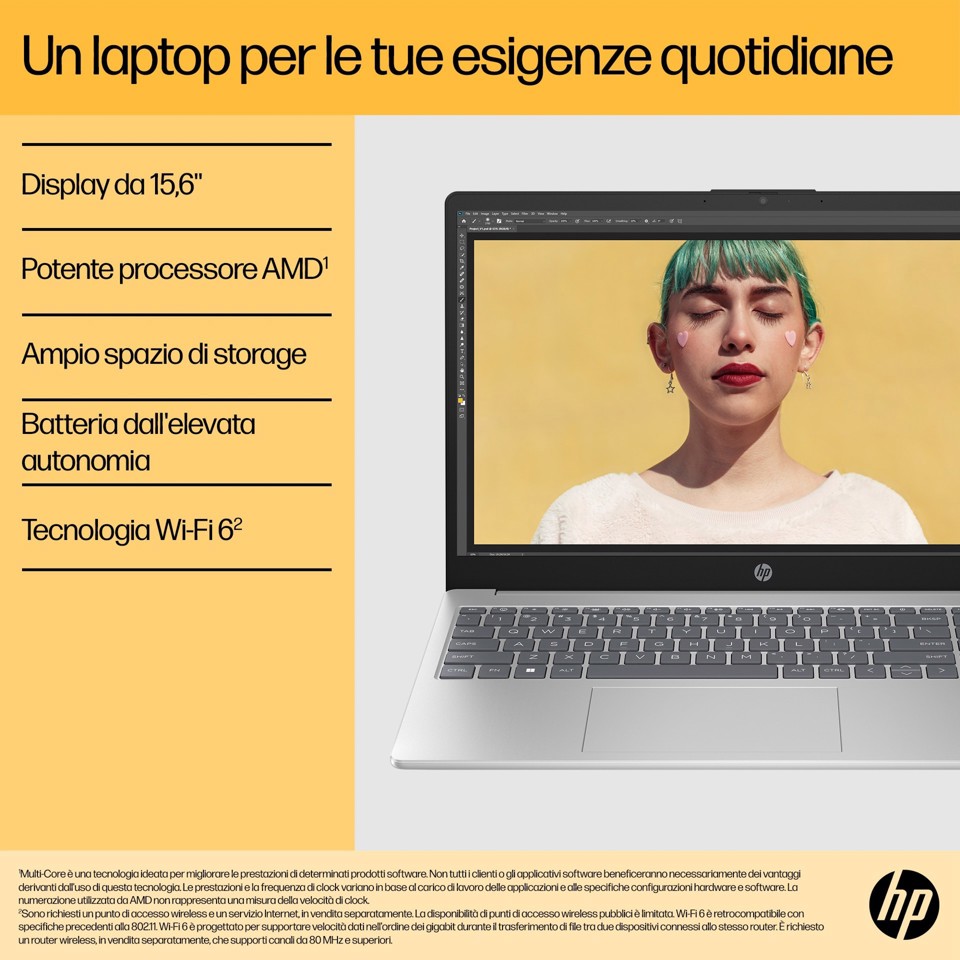 HP 15-fc0083nl AMD Ryzen™ 7 5825U Computer portatile 39,6 cm (15.6") Full HD 16 GB DDR4-SDRAM 512 GB SSD Wi-Fi 6 (802.11ax) Windows 11 Home Argento
