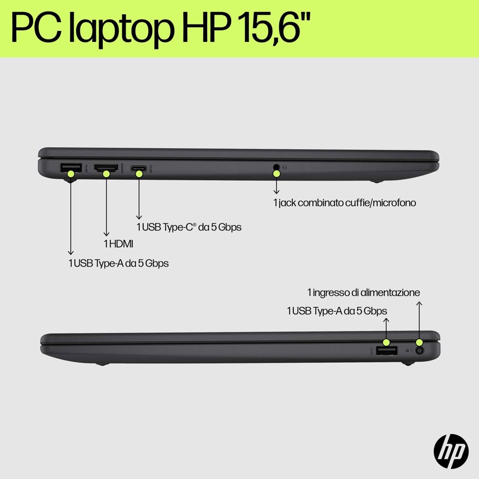 HP 15-fd0081nl Intel® Core™ i5 i5-1334U Computer portatile 39,6 cm (15.6") Full HD 8 GB DDR4-SDRAM 512 GB SSD Wi-Fi 6E (802.11ax) Windows 11 Home Argento