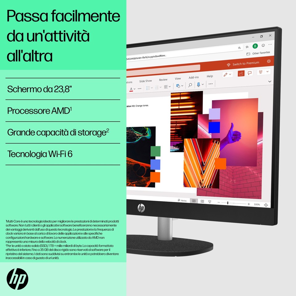 HP 24-cr0011nl PC AMD Ryzen™ 5 7520U 60,5 cm (23.8") 1920 x 1080 Pixel PC All-in-one 8 GB LPDDR5-SDRAM 512 GB SSD Windows 11 Home Wi-Fi 6 (802.11ax) Bianco