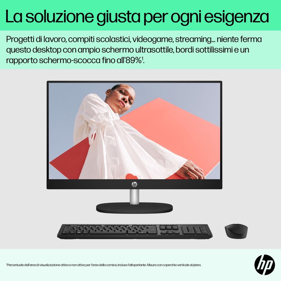 HP 24-cr0011nl PC AMD Ryzen™ 5 7520U 60,5 cm (23.8") 1920 x 1080 Pixel PC All-in-one 8 GB LPDDR5-SDRAM 512 GB SSD Windows 11 Home Wi-Fi 6 (802.11ax) Bianco