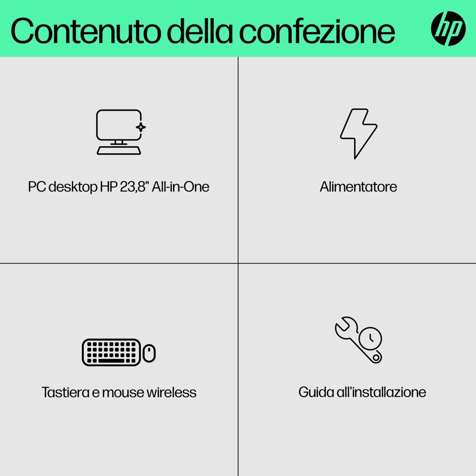 HP 24-cr0011nl PC AMD Ryzen™ 5 7520U 60,5 cm (23.8") 1920 x 1080 Pixel PC All-in-one 8 GB LPDDR5-SDRAM 512 GB SSD Windows 11 Home Wi-Fi 6 (802.11ax) Bianco