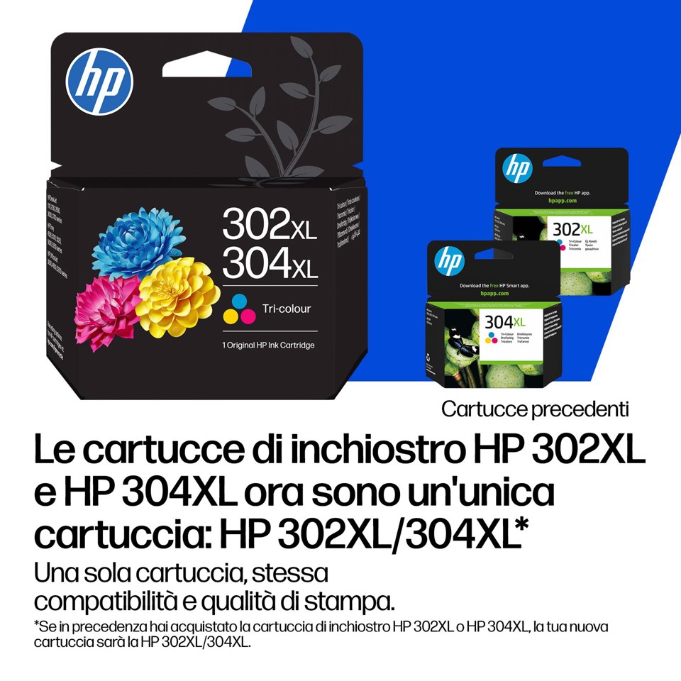 HP Cartuccia di inchiostro in tricromia originale 302Xç/304XL