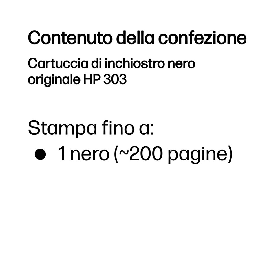 HP Cartuccia di inchiostro nero originale 303