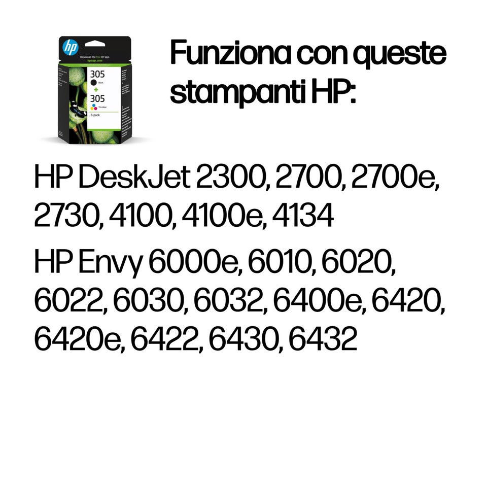 HP Confezione da 2 cartucce di inchiostro originale 305 in Tri-color/ nero