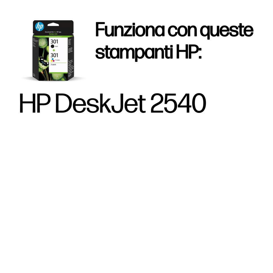 HP Confezione da 2 cartucce originali di inchiostro nero/tricromia 301