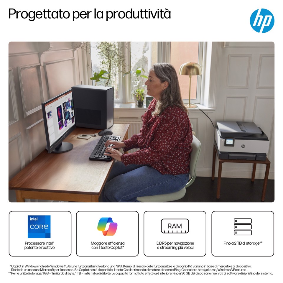 HP DV2E5EA PC/stazione di lavoro Intel® Core™ i5 i5-13400 16 GB DDR5-SDRAM 512 GB SSD Windows 11 Home Tower Argento