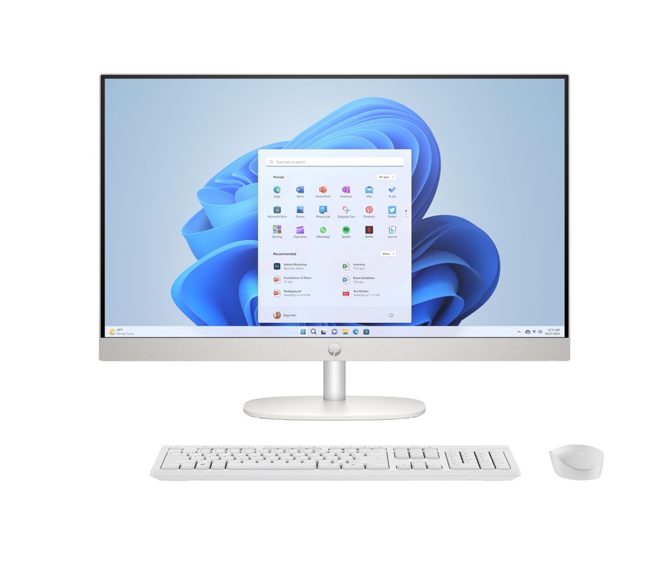 HP E5RY6EA All-in-One PC 120U 68,6 cm (27") 1920 x 1080 Pixel 8 GB DDR4-SDRAM 512 GB SSD Windows 11 Home Wi-Fi 6 (802.11ax) Bianco