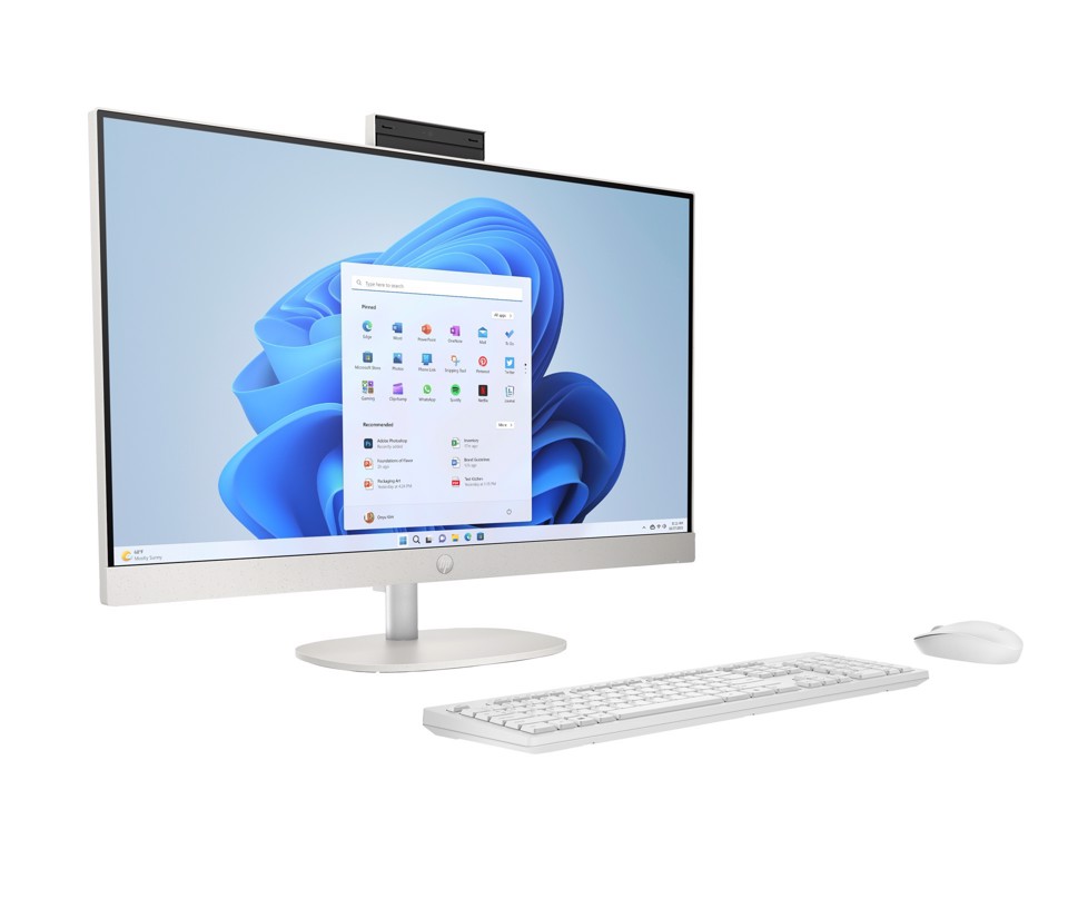 HP E5RY6EA All-in-One PC 120U 68,6 cm (27") 1920 x 1080 Pixel 8 GB DDR4-SDRAM 512 GB SSD Windows 11 Home Wi-Fi 6 (802.11ax) Bianco