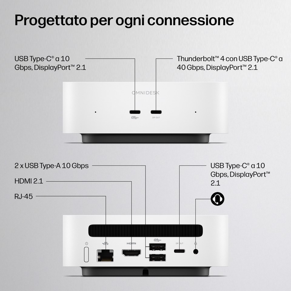 HP E5RY7EA PC/stazione di lavoro 8 GB LPDDR5x-SDRAM 512 GB SSD Windows 11 Home Mini PC AI PC Bianco