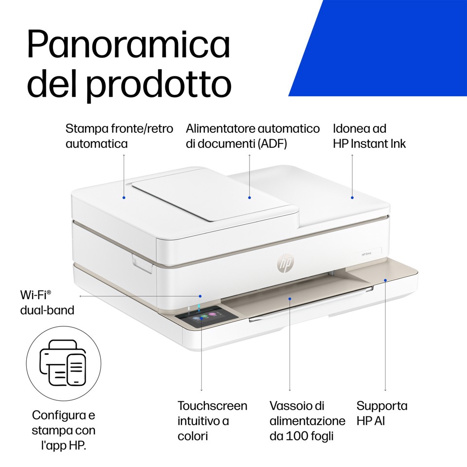 HP ENVY 6520e Wireless All-in-One Colore Stampante, Instant Ink; Stampa di foto