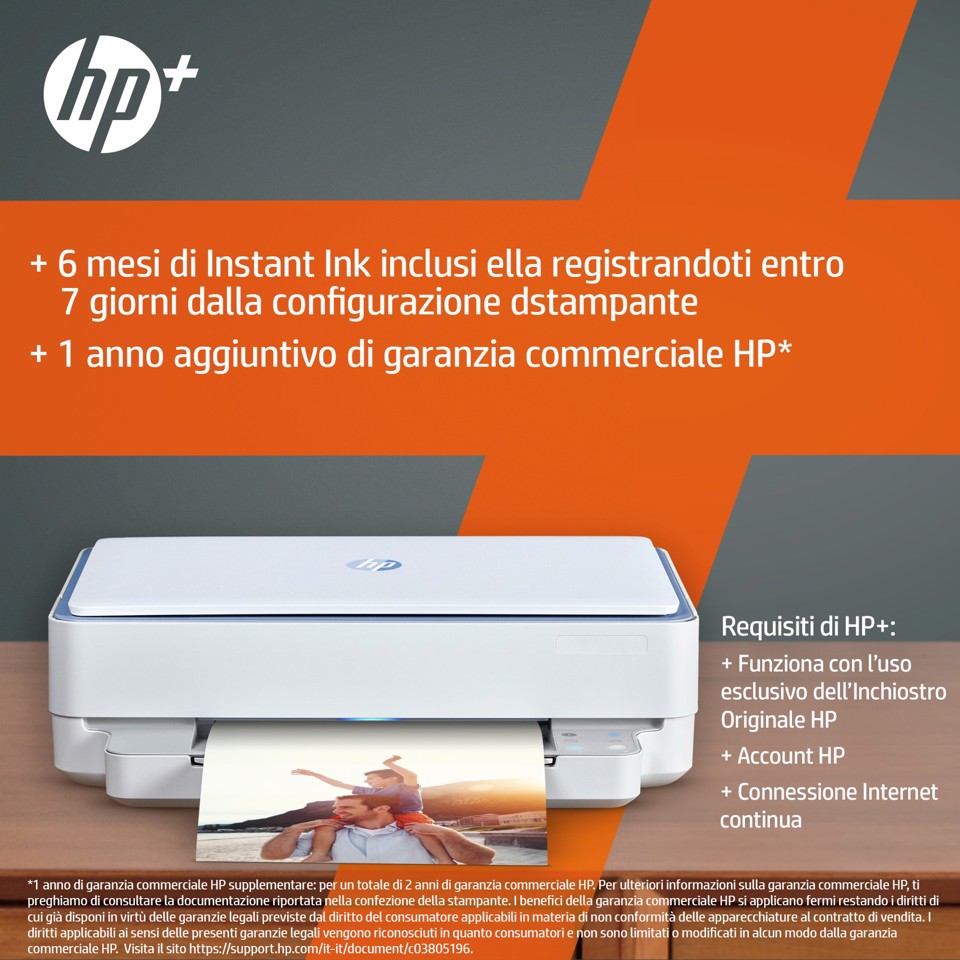 HP ENVY Stampante multifunzione HP 6010e, Abitazioni e piccoli uffici, Stampa, copia, scansione, wireless; HP+; idonea a HP Instant Ink; stampa da smartphone o tablet