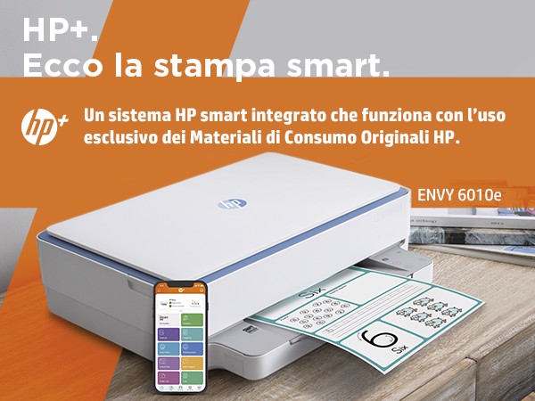 HP ENVY Stampante multifunzione HP 6010e, Abitazioni e piccoli uffici, Stampa, copia, scansione, wireless; HP+; idonea a HP Instant Ink; stampa da smartphone o tablet