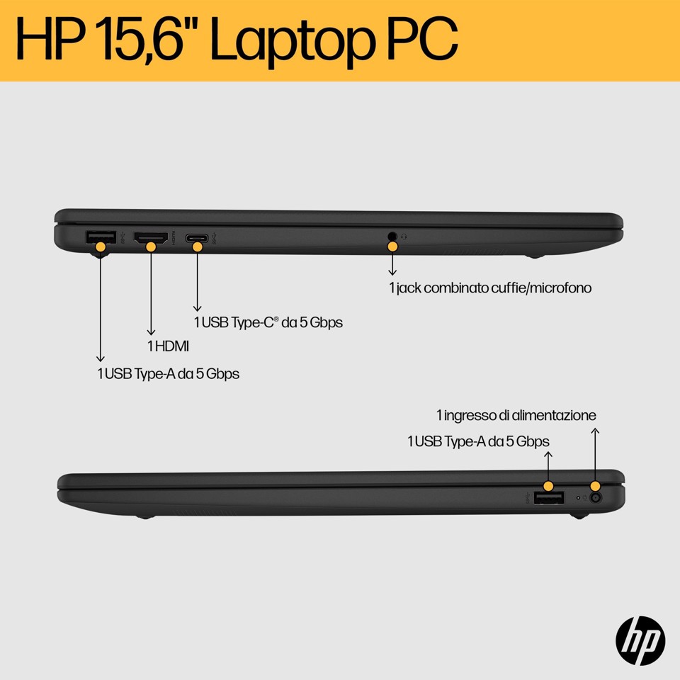 HP Laptop 15-fc0084nl AMD Ryzen™ 5 5625U Computer portatile 39,6 cm (15.6") Full HD 8 GB DDR4-SDRAM 512 GB SSD Wi-Fi 6 (802.11ax) Windows 11 Home Argento