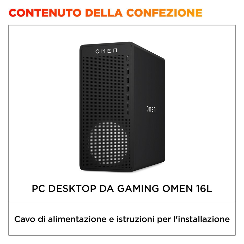 HP OMEN 16L Gaming Desktop PC TG03-0056nl PC AMD Ryzen™ 7 8700F 16 GB DDR5-SDRAM 512 GB SSD Windows 11 Home Tower AI PC Nero