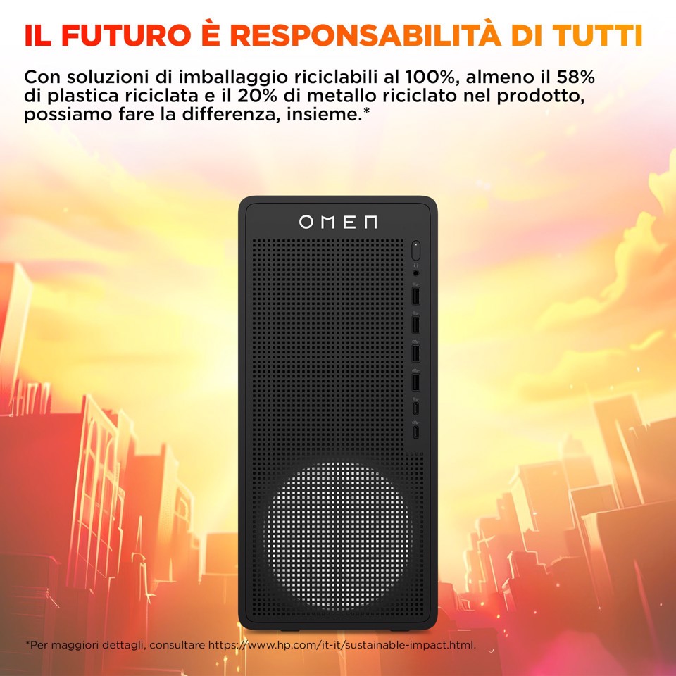 HP OMEN 16L Gaming Desktop PC TG03-0056nl PC AMD Ryzen™ 7 8700F 16 GB DDR5-SDRAM 512 GB SSD Windows 11 Home Tower AI PC Nero