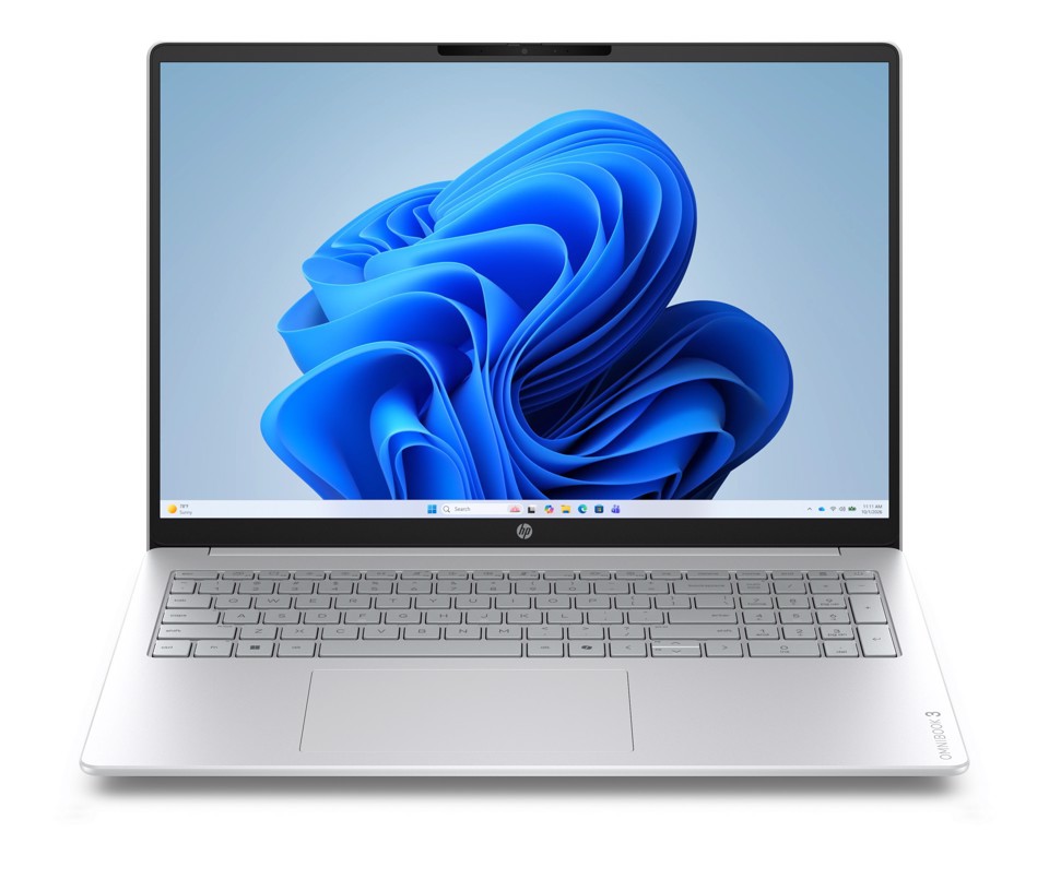 HP OmniBook 3 Laptop 16-by0005nlx AMD Ryzen™ 5 N150 Computer portatile 40,6 cm (16") 2K 8 GB DDR5-SDRAM 512 GB SSD Wi-Fi 6 (802.11ax) Windows 11 Home Grigio, Argento