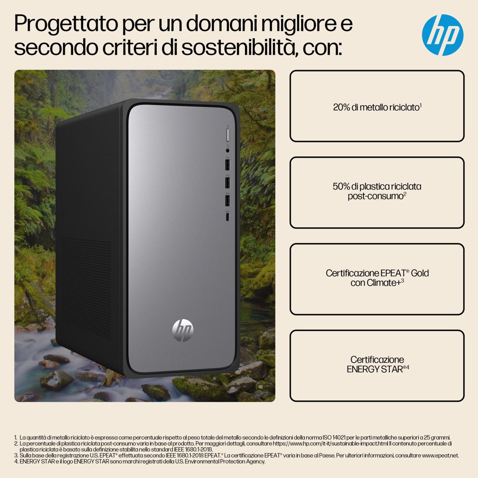 HP OmniDesk M02-0027nl PC Intel® Core™ i5 i5-13400 16 GB DDR5-SDRAM 512 GB SSD Windows 11 Home Tower Nero, Argento