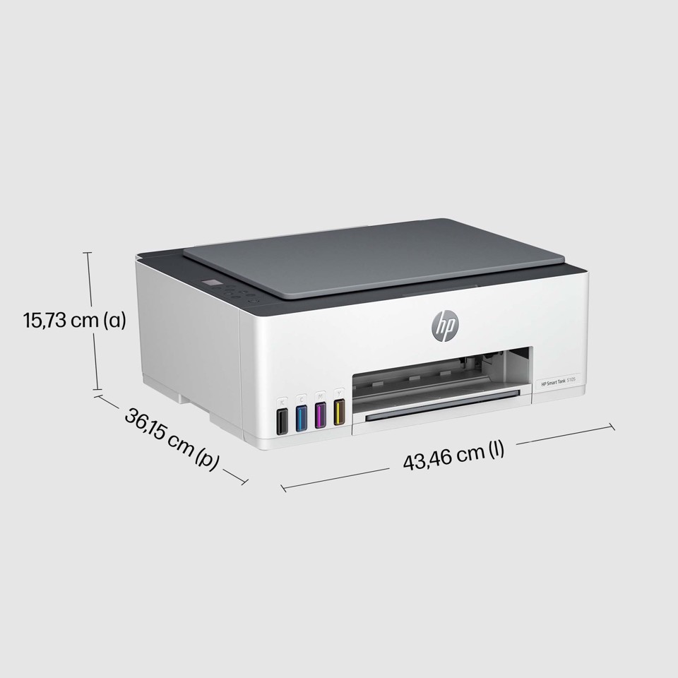 HP Smart Tank Stampante multifunzione 5105, Colore, Stampante per Abitazioni e piccoli uffici, Stampa, copia, scansione, wireless, Serbatoio stampante (tank) per grandi volumi di documenti, stampa da smartphone o tablet, Scansione su PDF